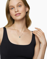 Petite Chatelaine® Pavé Bezel Pendant Necklace in 18K Yellow Gold with Hampton Blue Topaz and Diamonds, 7mm